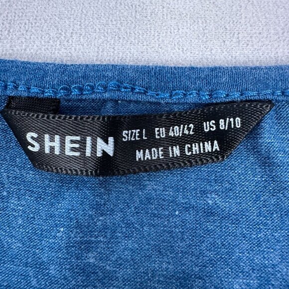 Shein Womens Blue Knot Front Casual Dress Size L - Picture 4 of 6